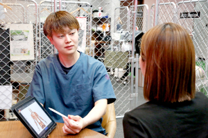 Ｂｌｉｔｚ　ｐｈｙｓｉｃａｌ整骨院　イオン明石院のカウンセリング風景画像です。