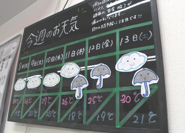 立石駅前通り整骨院【鍼灸】(入口には一週間の天気をお知らせしております♪)